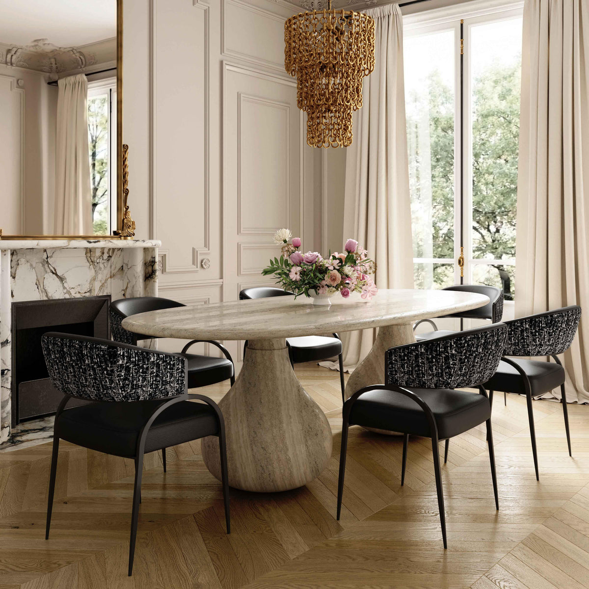 Tatum Black 2-Tone Performance Vegan Leather Dining Chair by TOV Furniture – photo 2 of 7