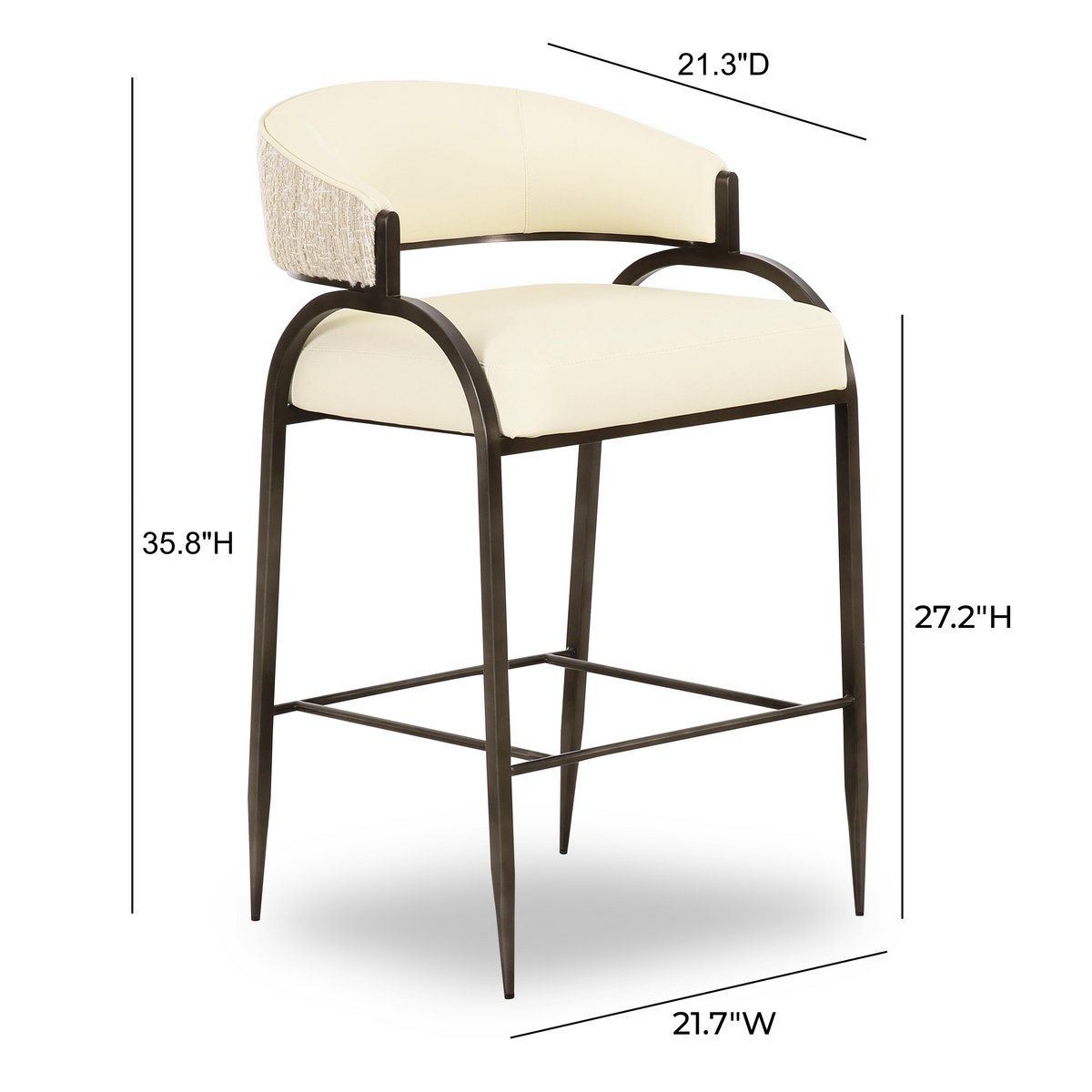 Tatum Cream 2-Tone Performance Vegan Leather Counter Stool by TOV Furniture – photo 6 of 8