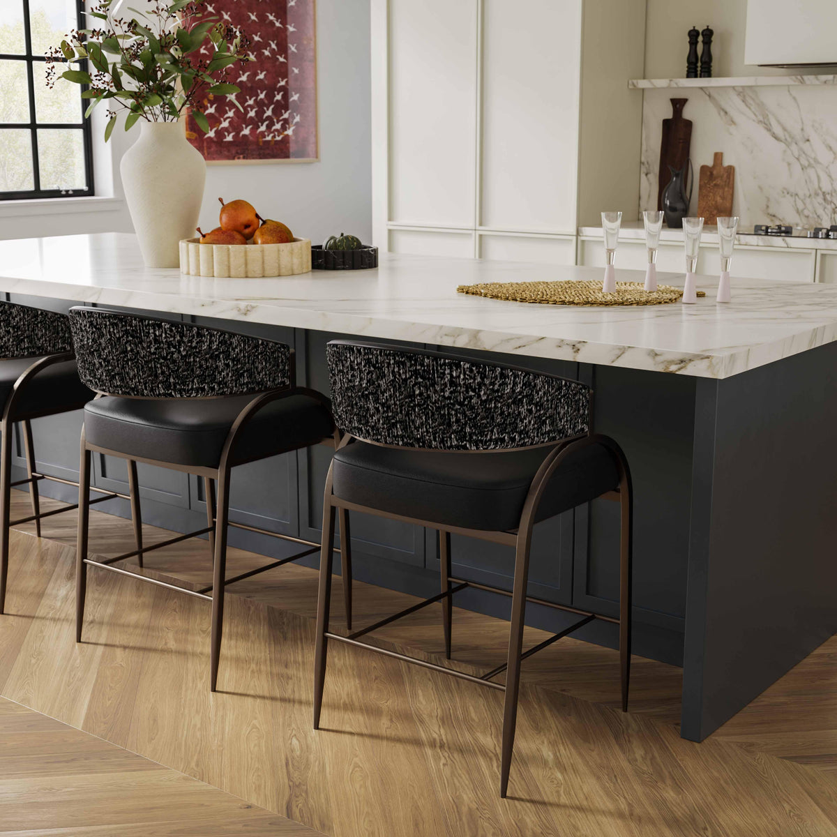 Tatum Black 2-Tone Performance Vegan Leather Counter Stool by TOV Furniture – photo 2 of 7