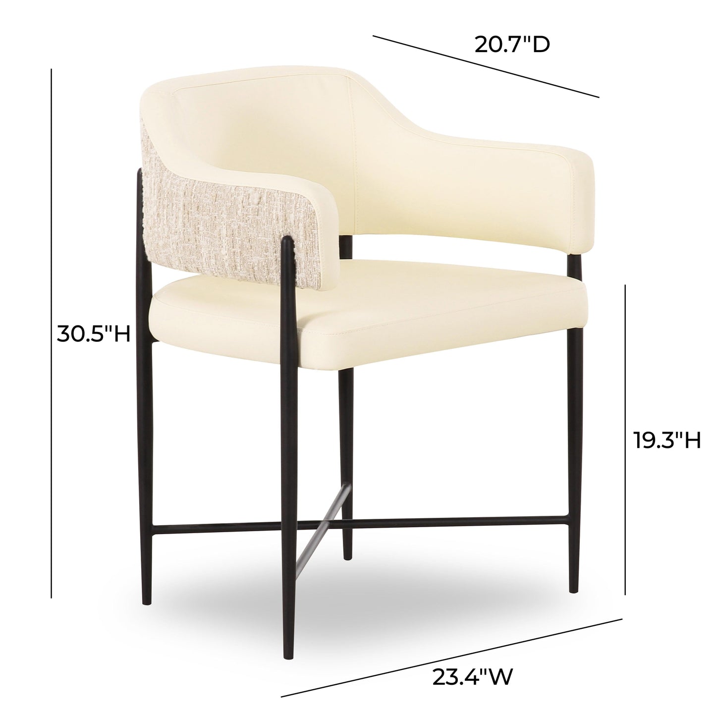 Sezanne 2-Tone Performance Vegan Leather Dining Chair Cream by Tov Furniture