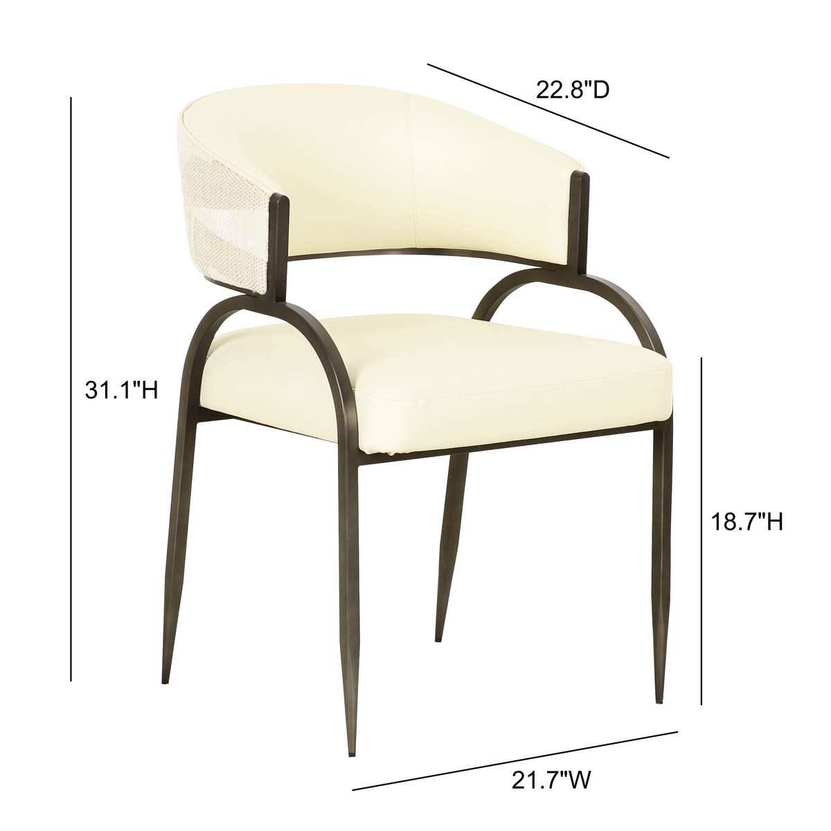 Tatum Cream 2-Tone Performance Vegan Leather and Jacquard Dining Chair by TOV Furniture – photo 6 of 8