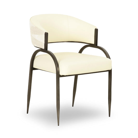 Tatum Cream Vegan Leather And 2 Tone Jacquard Dining Chair by TOV D69371