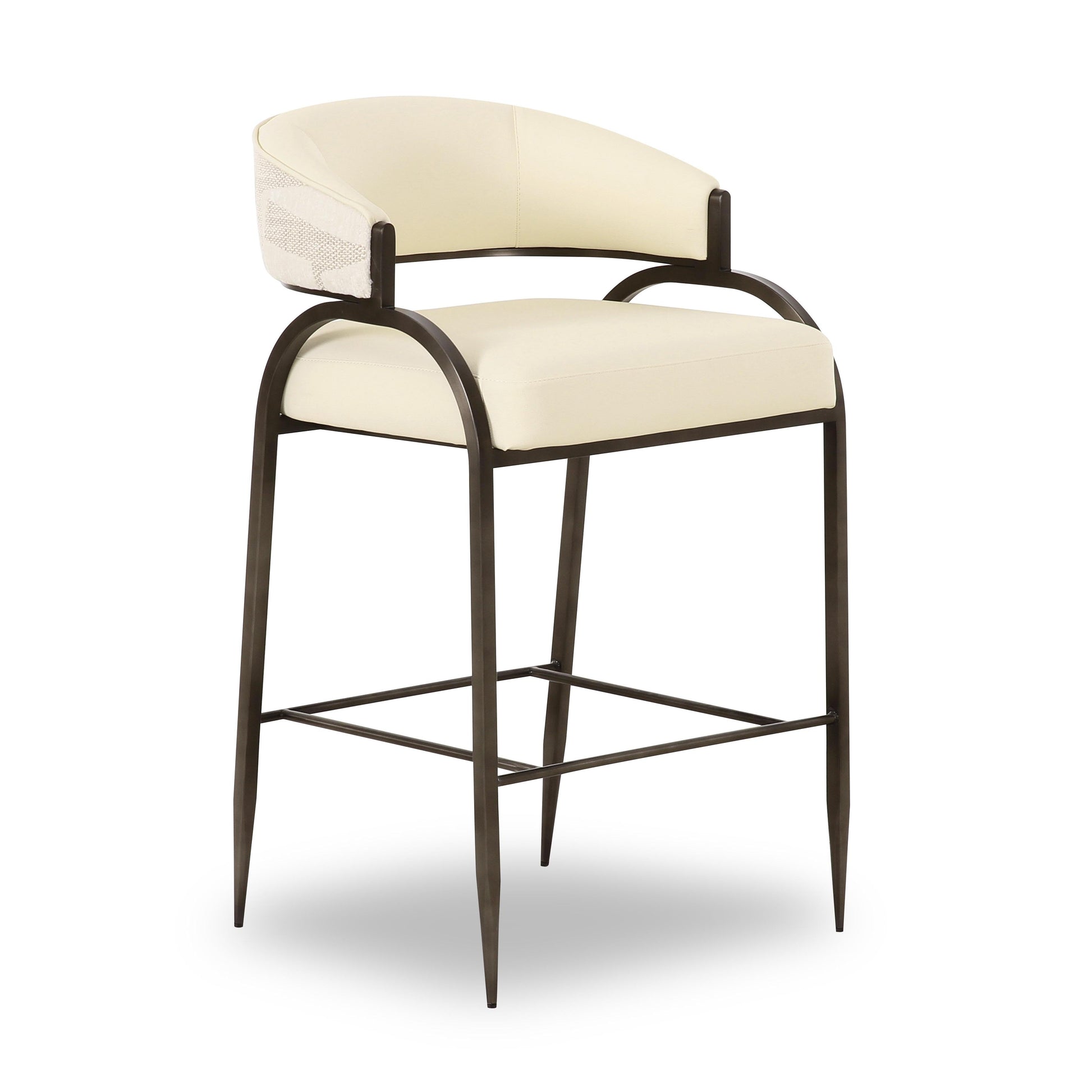 Tatum Cream Vegan Leather And 2 Tone Jacquard Counter Stool by TOV D69373