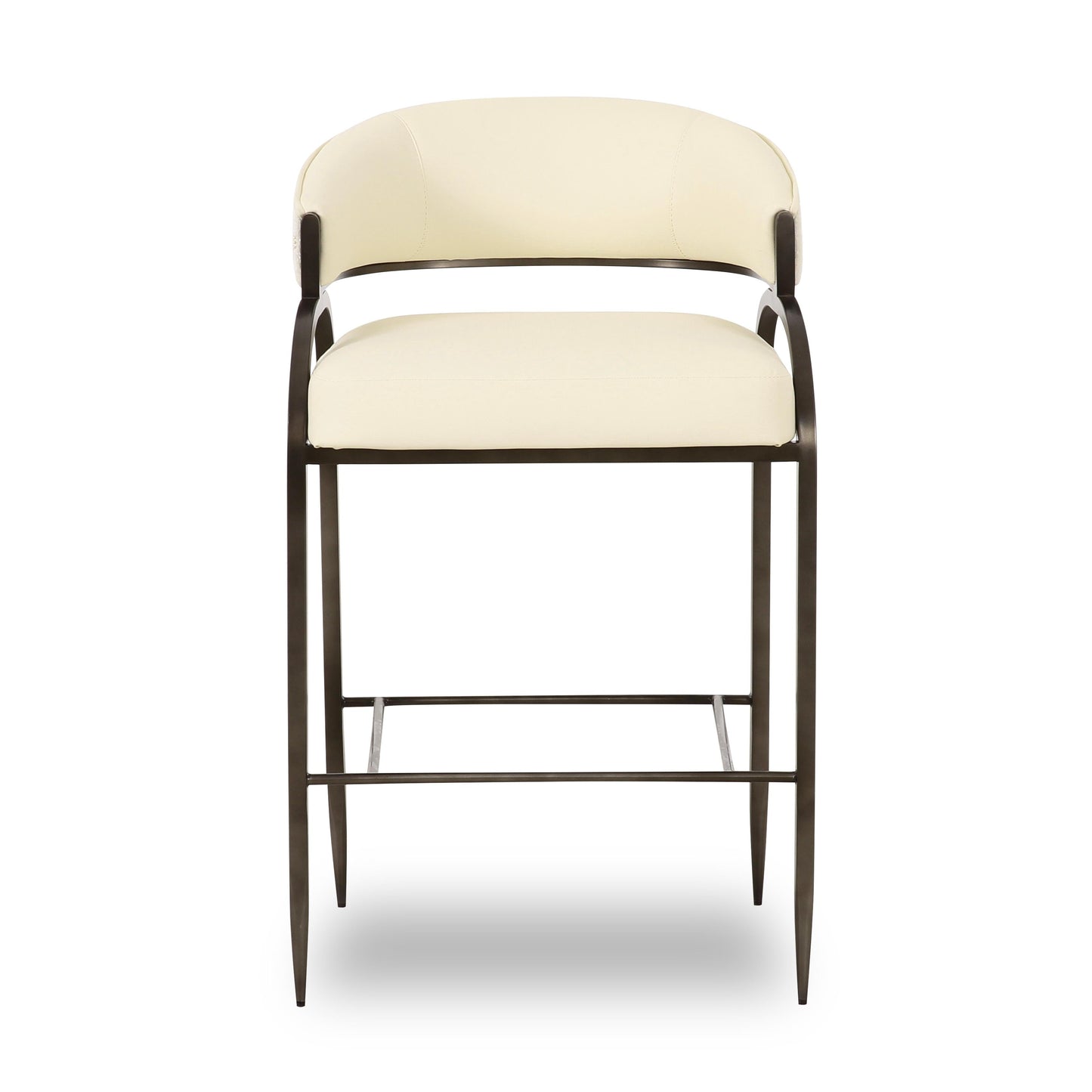 Tatum Cream Vegan Leather And 2 Tone Jacquard Counter Stool by TOV D69373