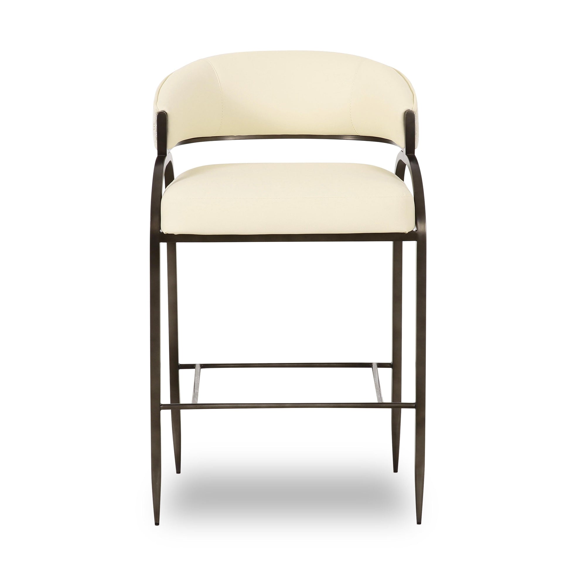 Tatum Cream Vegan Leather And 2 Tone Jacquard Counter Stool by TOV D69373