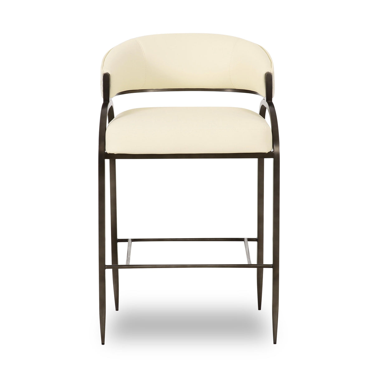 Tatum Cream 2-Tone Performance Vegan Leather and Jacquard Counter Stool by TOV Furniture – photo 3 of 8