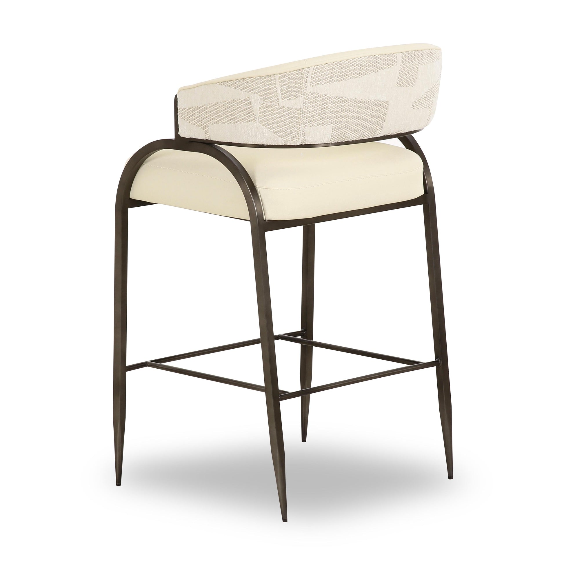 Tatum Cream Vegan Leather And 2 Tone Jacquard Counter Stool by TOV D69373