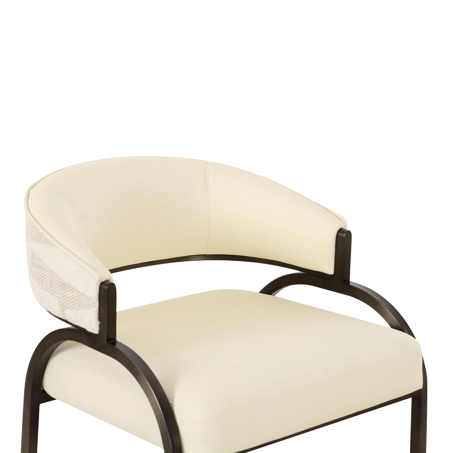 Tatum Cream Vegan Leather And 2 Tone Jacquard Counter Stool by TOV D69373