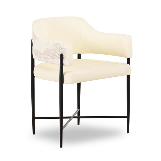 Sezanne Cream Vegan Leather And 2 Tone Jacquard Dining Chair by TOV D69375