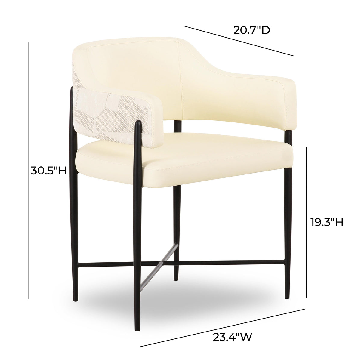 Sezanne Cream 2-Tone Performance Vegan Leather and Jacquard Dining Chair by TOV Furniture – photo 6 of 8