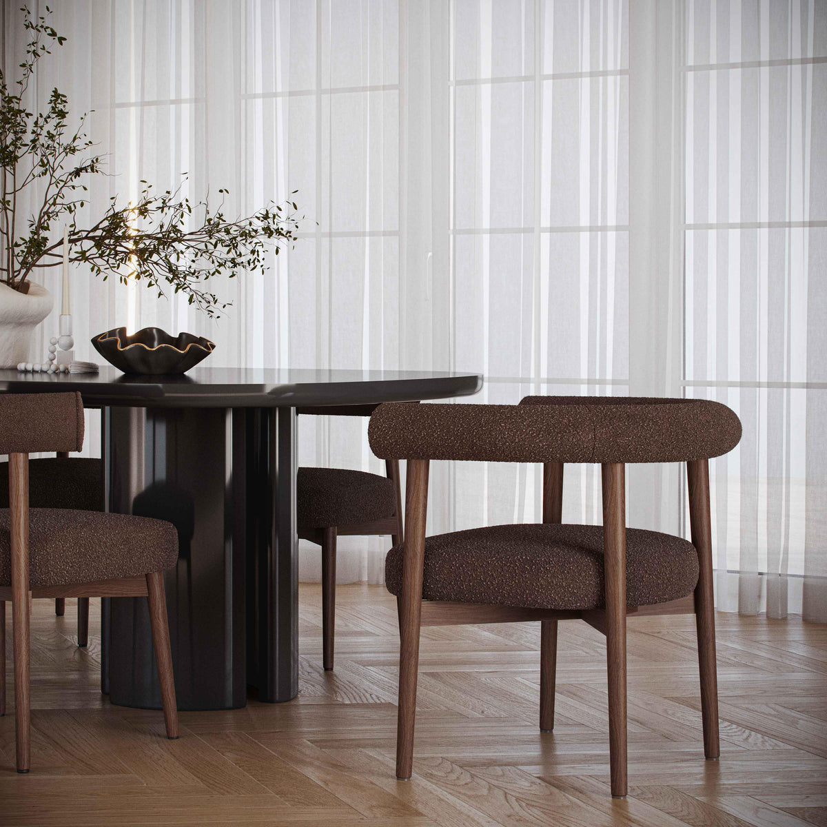 Spara Chocolate Brown Performance Boucle Side Chair by TOV Furniture – photo 2 of 6