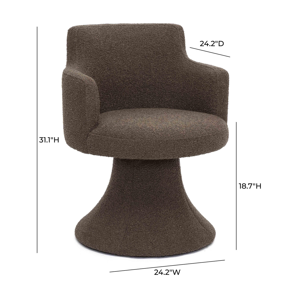 Jeffree Chocolate Brown Performance Boucle Swivel Dining Chair by TOV Furniture – photo 6 of 6