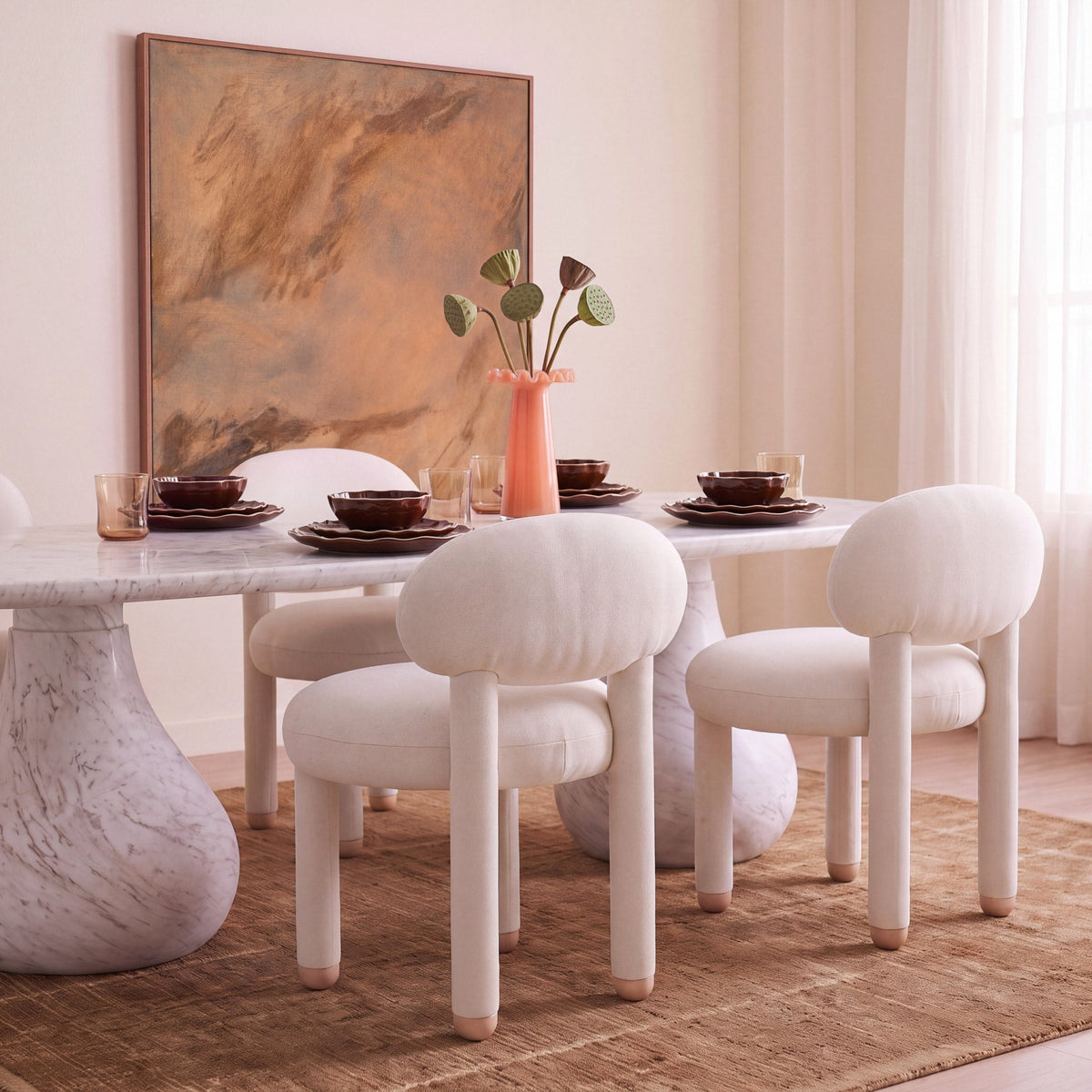 Manu Cream Performance Chenille Dining Chair by TOV Furniture – photo 2 of 7
