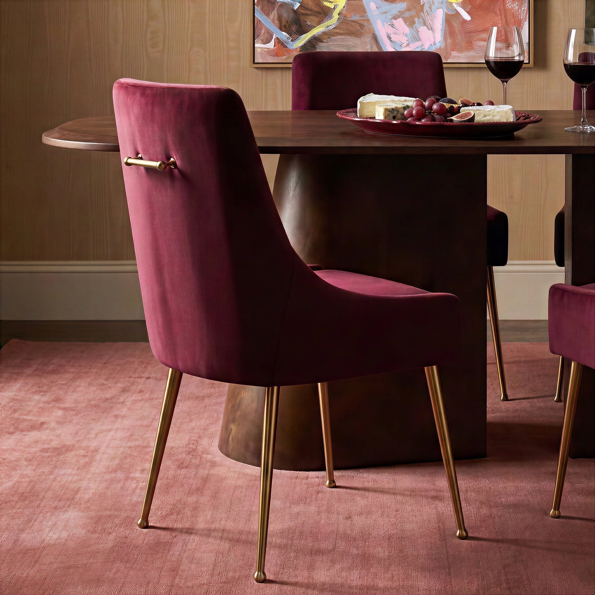 Beatrix Burgundy Performance Velvet Dining Chair by TOV Furniture – photo 2 of 9