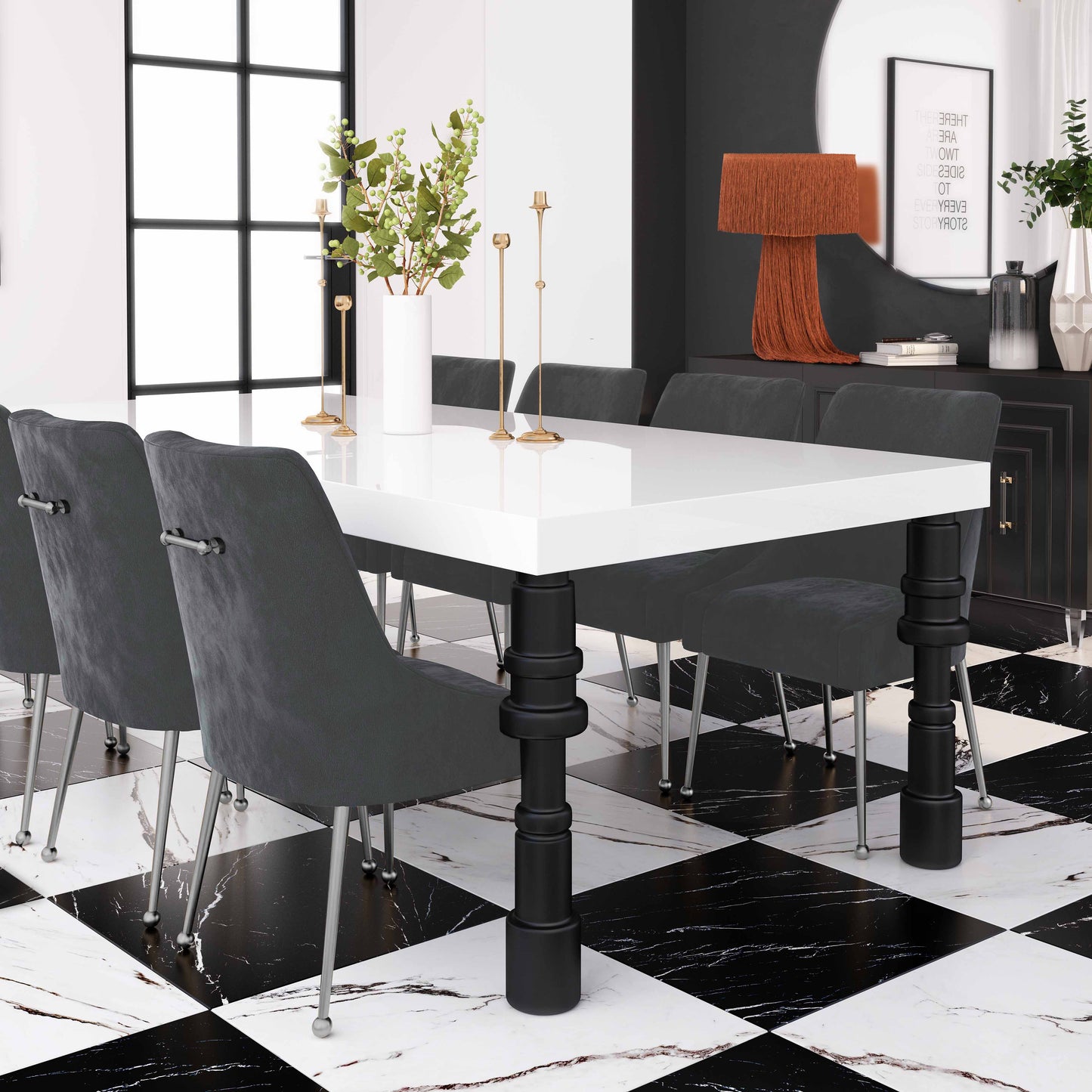 Beatrix Grey Performance Velvet Dining Chair - Silver Legs Grey by Tov Furniture