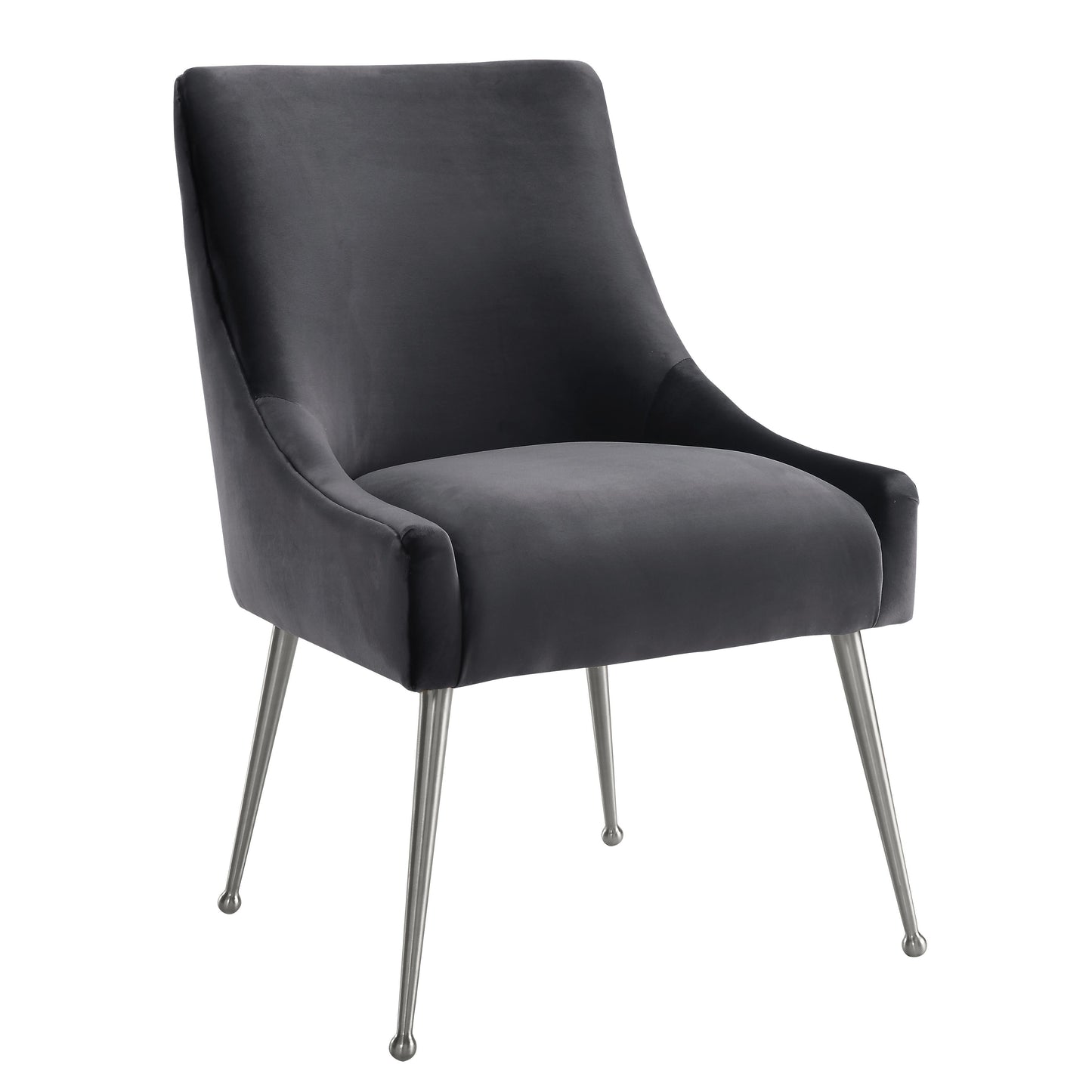 Beatrix Grey Performance Velvet Dining Chair - Silver Legs Grey by Tov Furniture