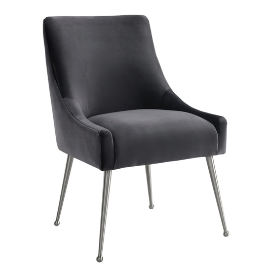 Beatrix Grey Velvet Side Chair Silver Legs by TOV D7235