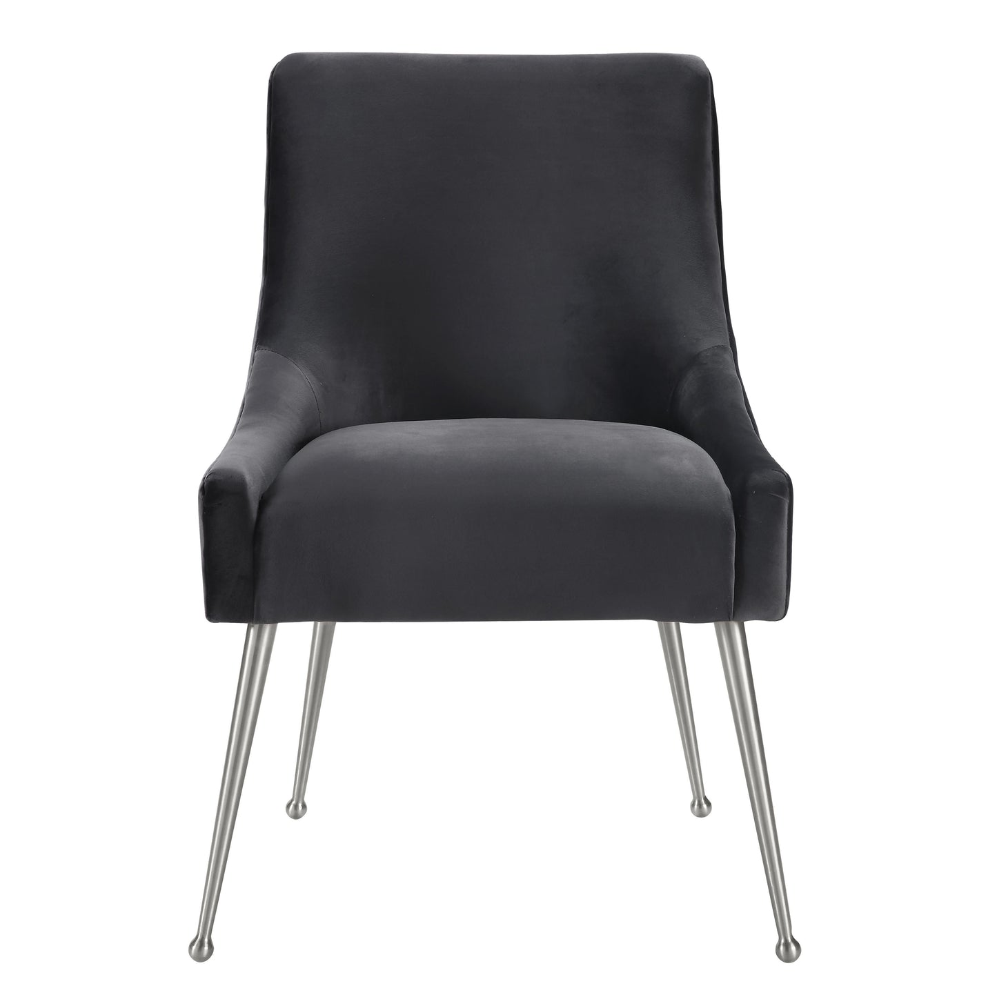 Beatrix Grey Performance Velvet Dining Chair - Silver Legs Grey by Tov Furniture