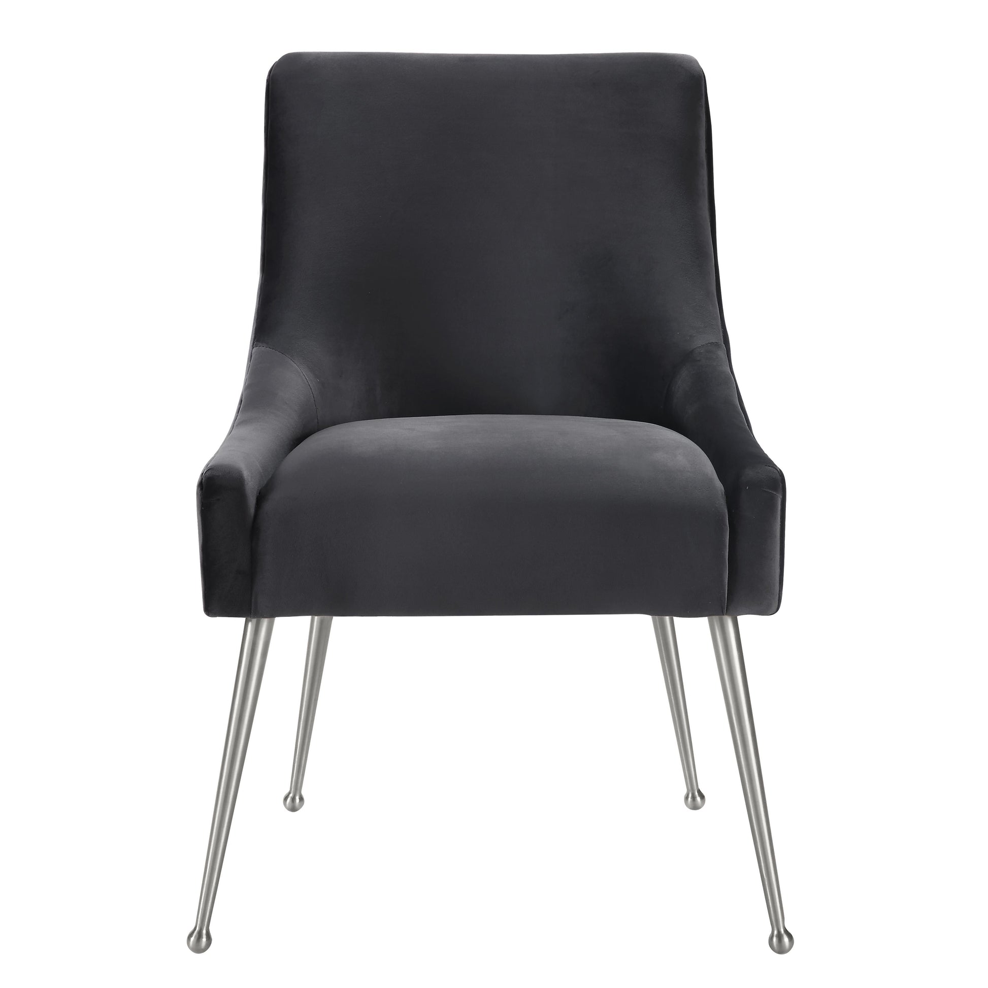 Beatrix Grey Performance Velvet Dining Chair - Silver Legs Grey by Tov Furniture