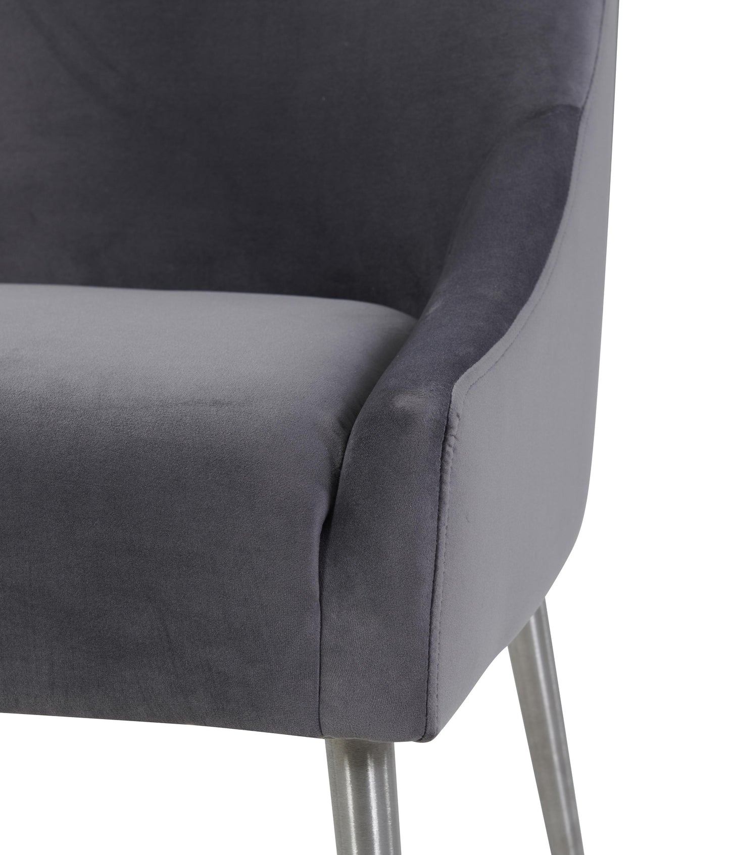 Beatrix Grey Performance Velvet Dining Chair - Silver Legs Grey by Tov Furniture