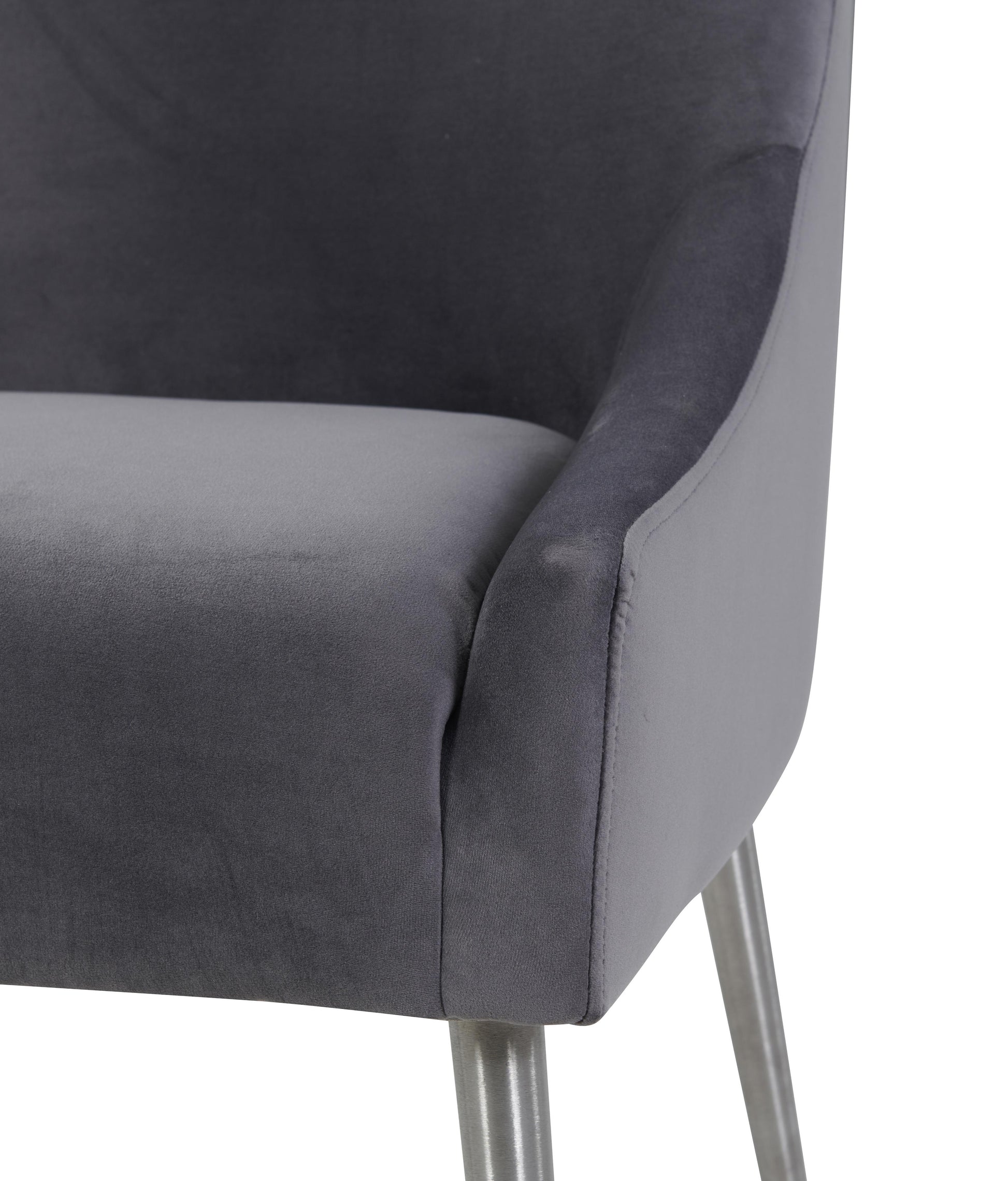 Beatrix Grey Performance Velvet Dining Chair - Silver Legs Grey by Tov Furniture