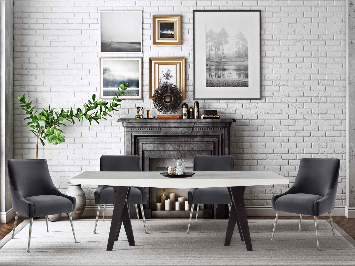 Beatrix Grey Performance Velvet Dining Chair - Silver Legs by TOV Furniture – photo 7 of 7