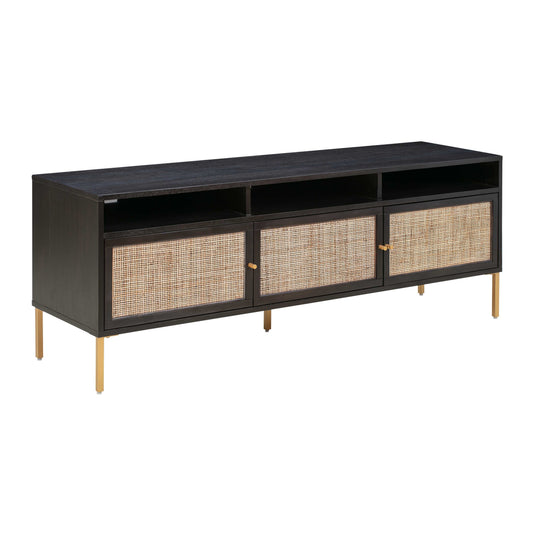 Sierra 65" Cane Media Console Black by Tov Furniture