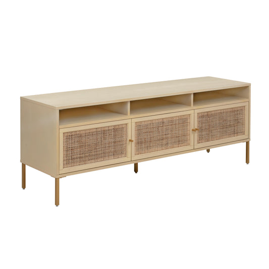 Sierra 65" Cane Media Console Buttermilk by Tov Furniture