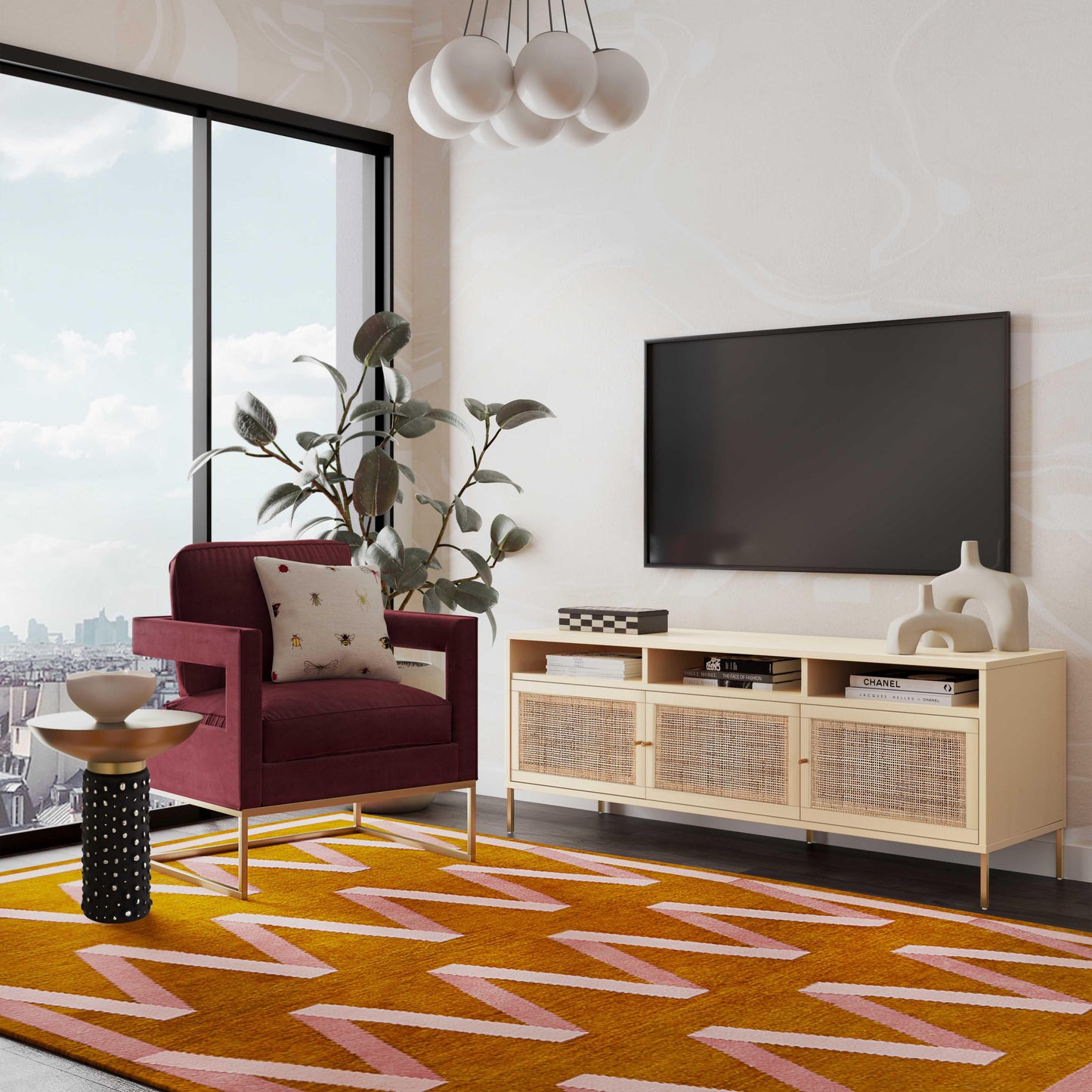 Sierra 65 Cane Media Console by TOV E44156