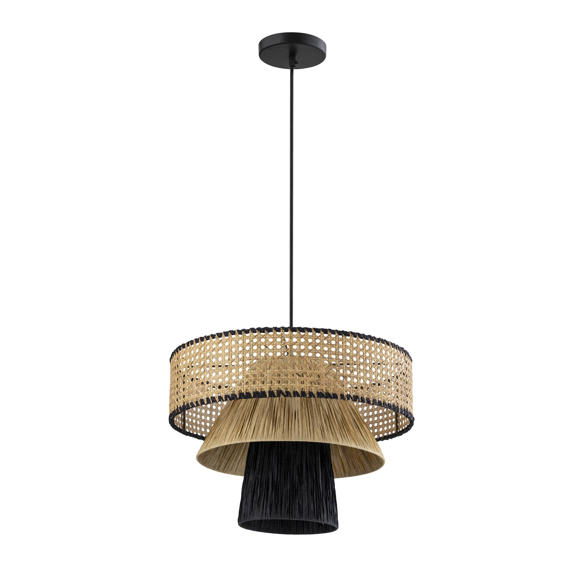 Rylie Natural Black Raffia Pendant Lamp by TOV G18382