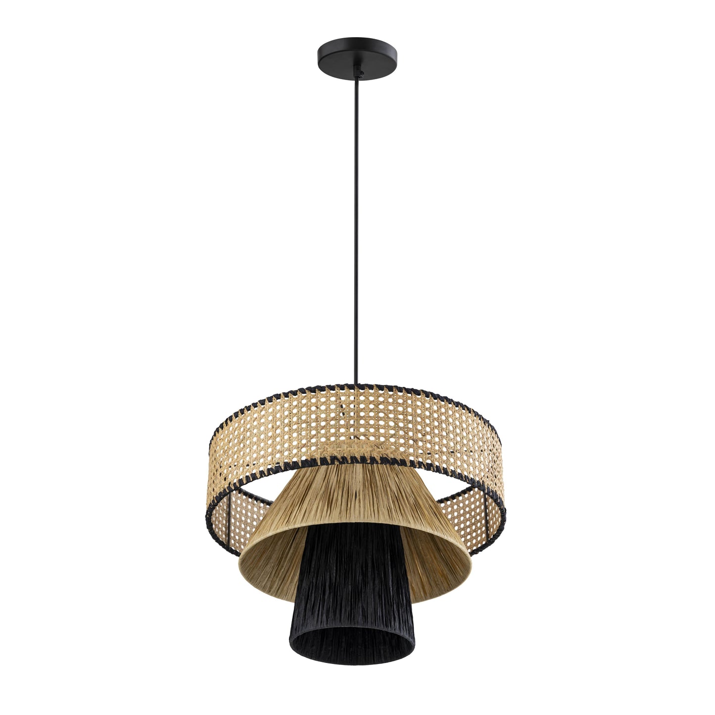 Rylie Natural Black Raffia Pendant Lamp by TOV G18382