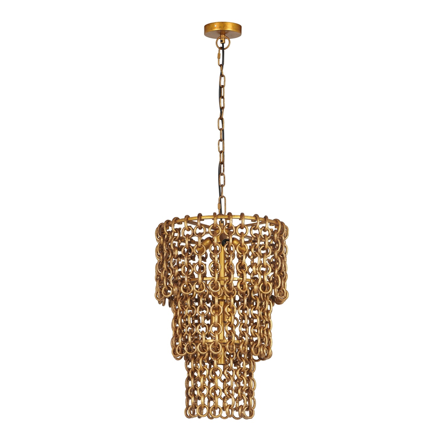 Nirsa Brass Chain Link 3 Tier Chandelier by TOV G18452