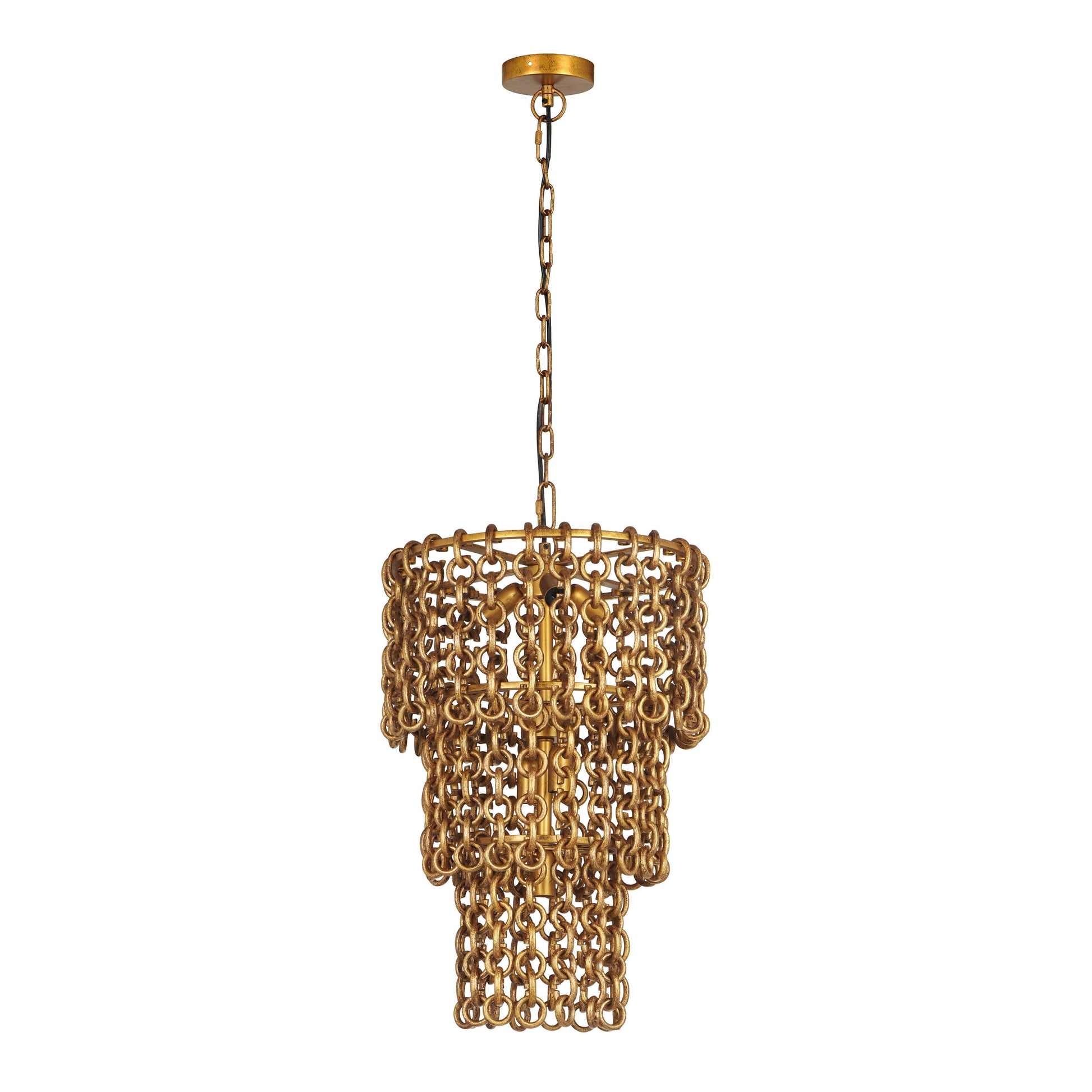 Nirsa Brass Chain Link 3 Tier Chandelier by TOV G18452