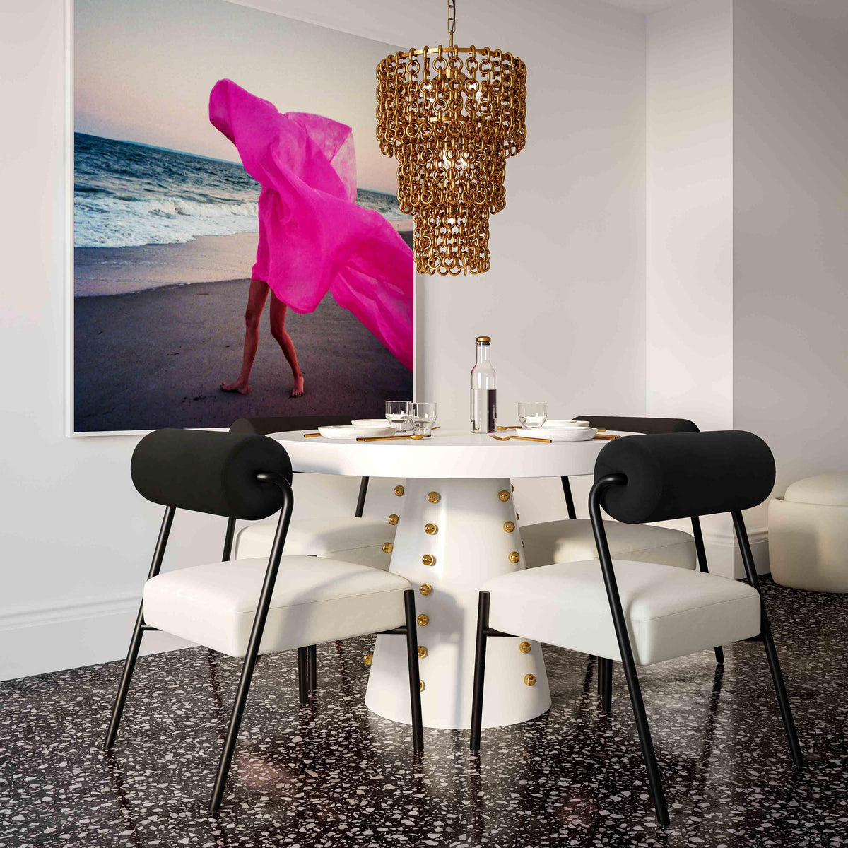 Nirsa Brass Chain Link 3-Tier Chandelier by TOV Furniture – photo 2 of 6
