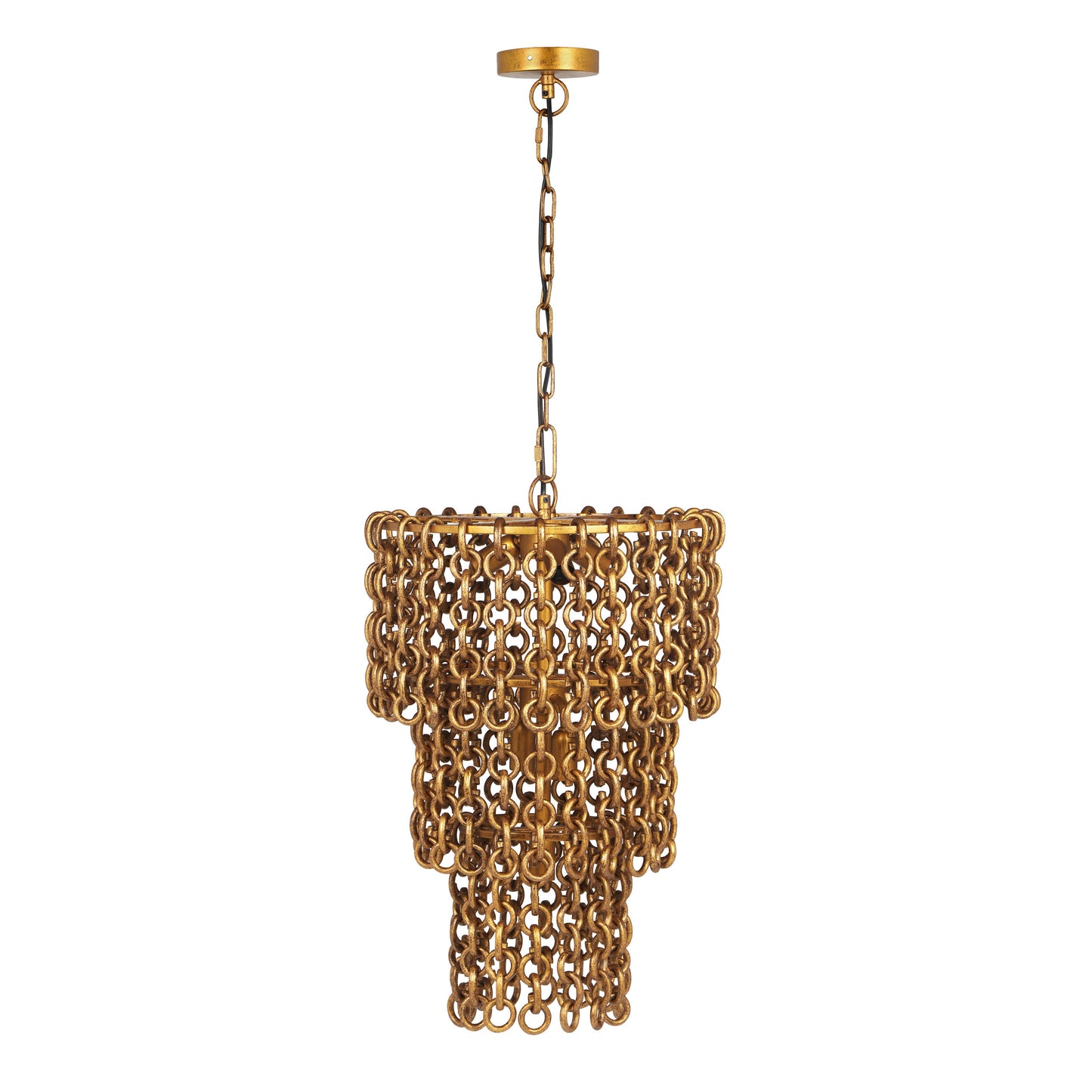 Nirsa Brass Chain Link 3 Tier Chandelier by TOV G18452