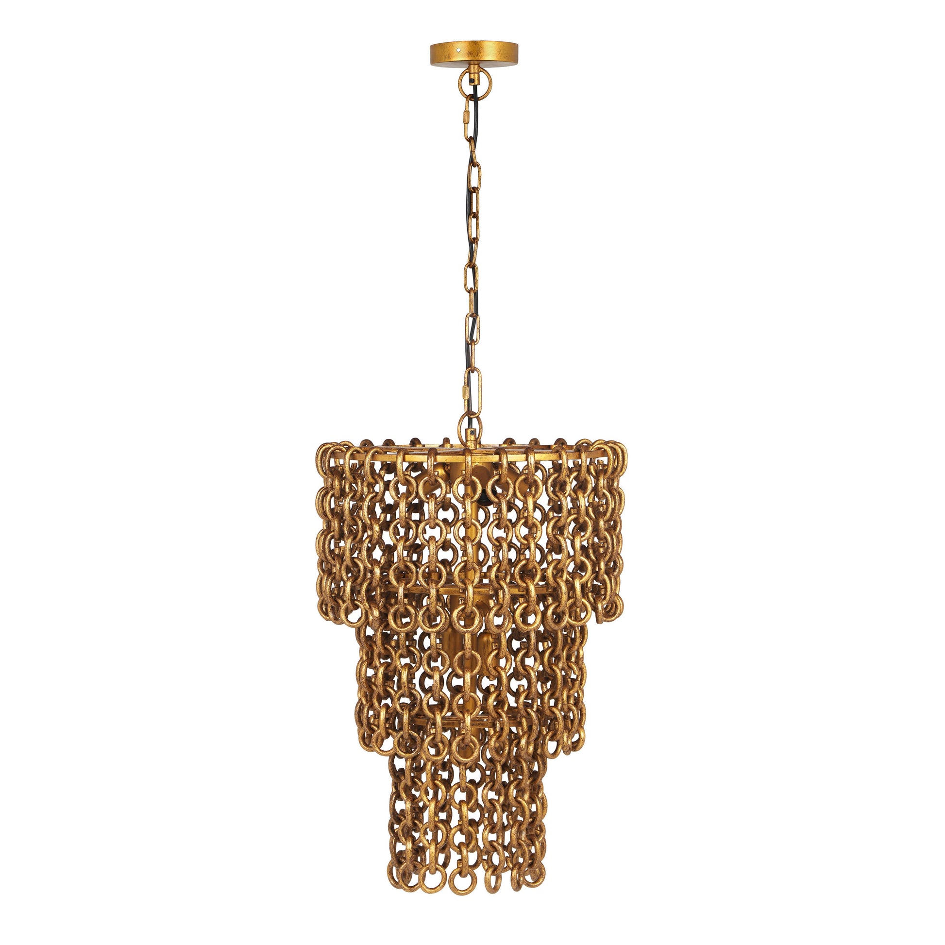 Nirsa Brass Chain Link 3 Tier Chandelier by TOV G18452