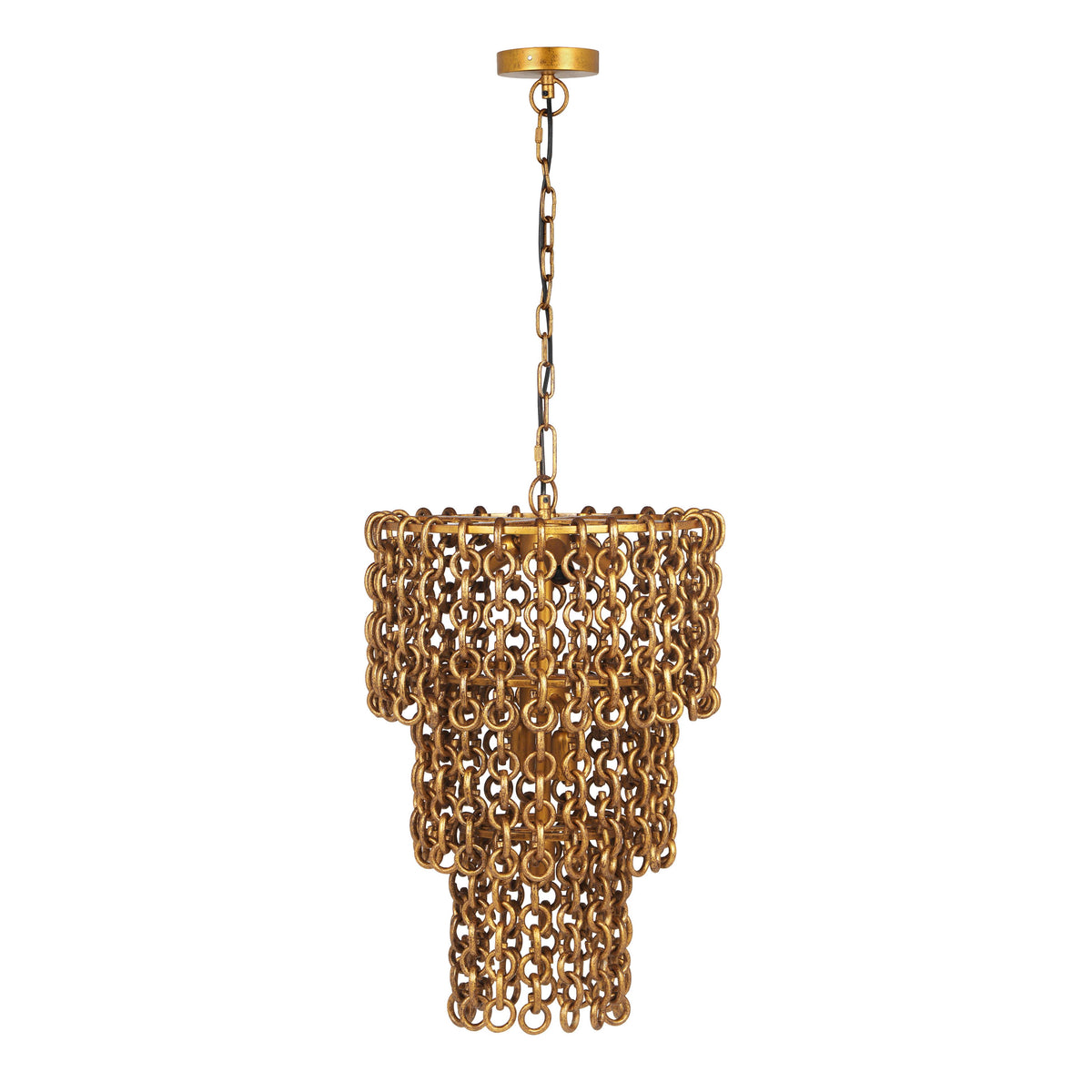 Nirsa Brass Chain Link 3-Tier Chandelier by TOV Furniture – photo 3 of 6
