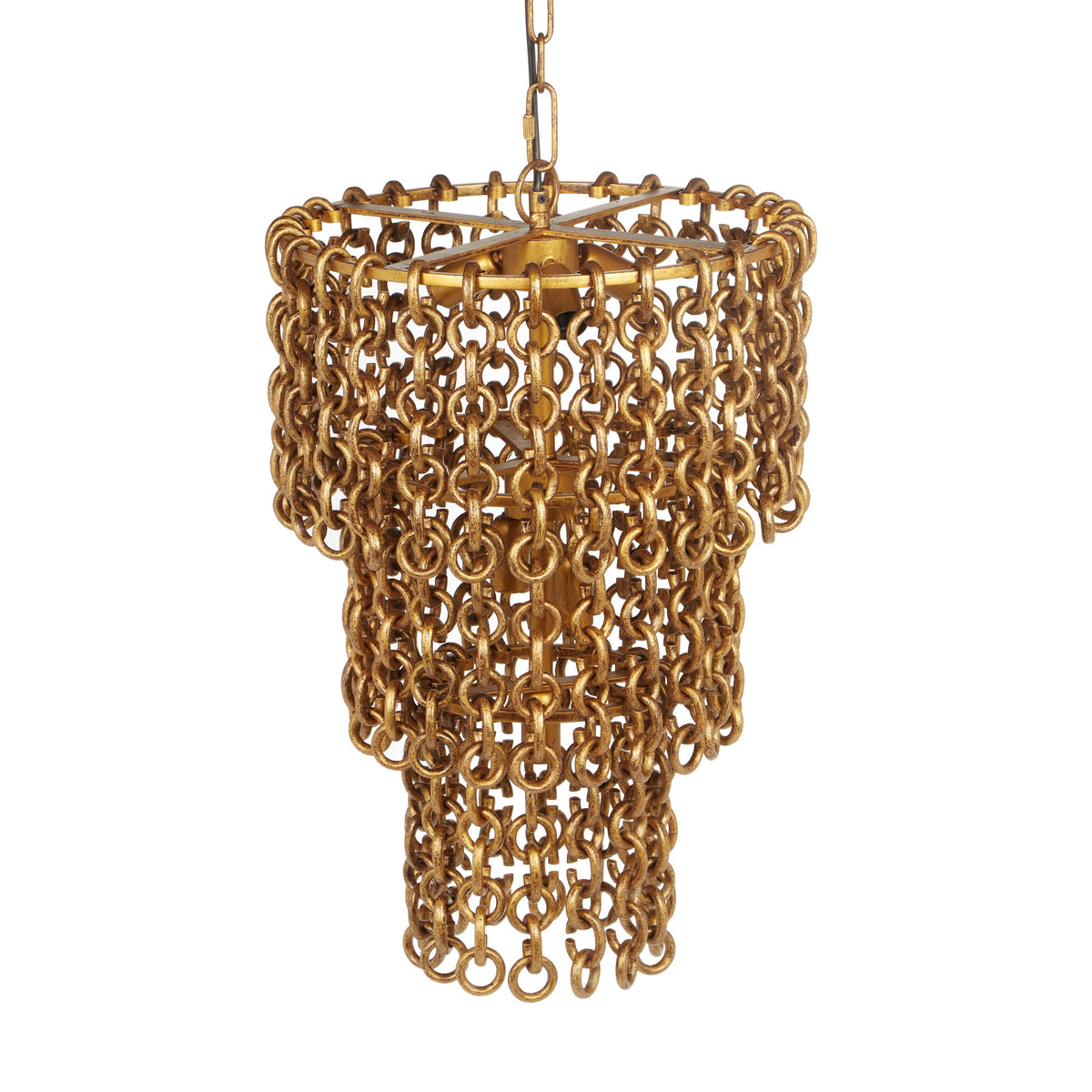 Nirsa Brass Chain Link 3-Tier Chandelier by TOV Furniture – photo 4 of 6