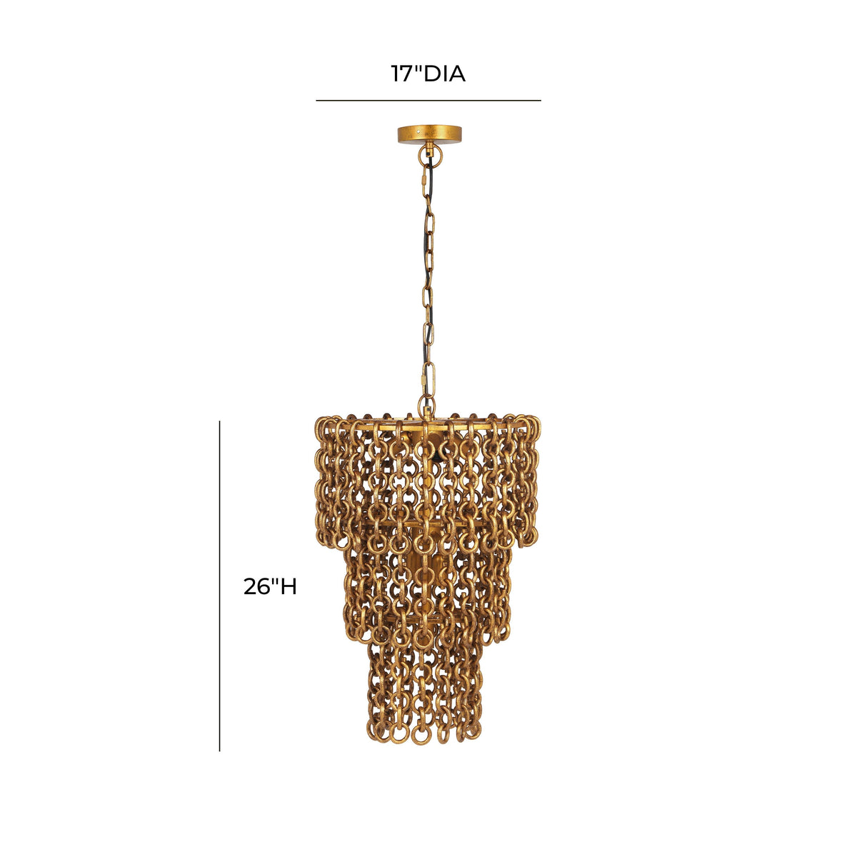 Nirsa Brass Chain Link 3-Tier Chandelier by TOV Furniture – photo 6 of 6