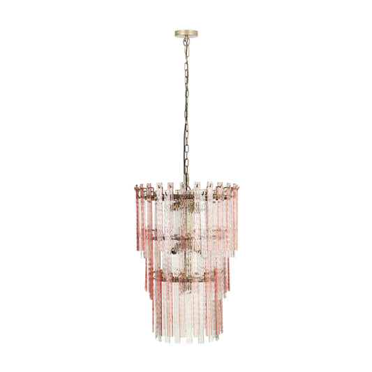 Hampshire Pink Acrylic 3-Tier Chandelier Pink by Tov Furniture