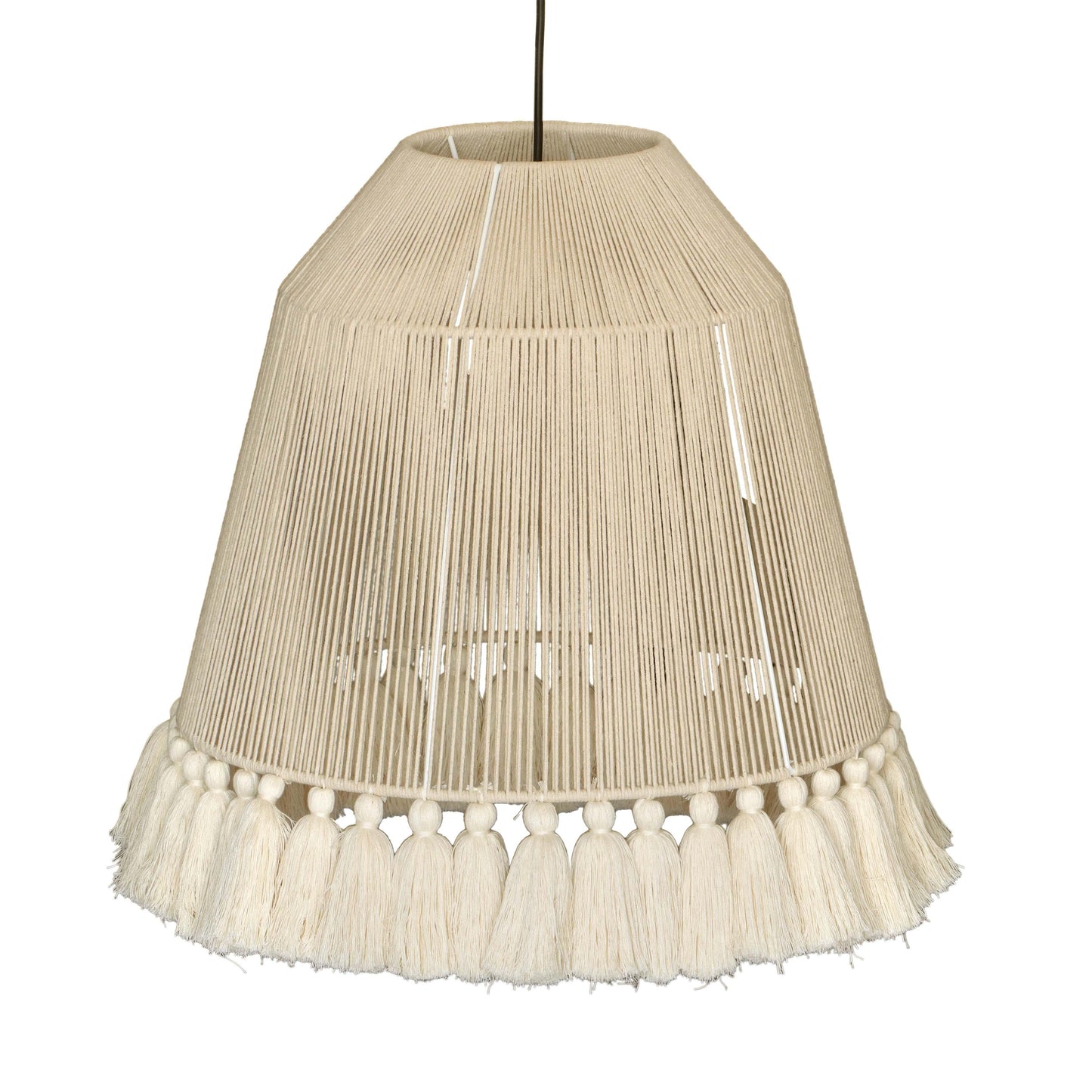 Helen White Cotton Tasseled Pendant Lamp by TOV G18455