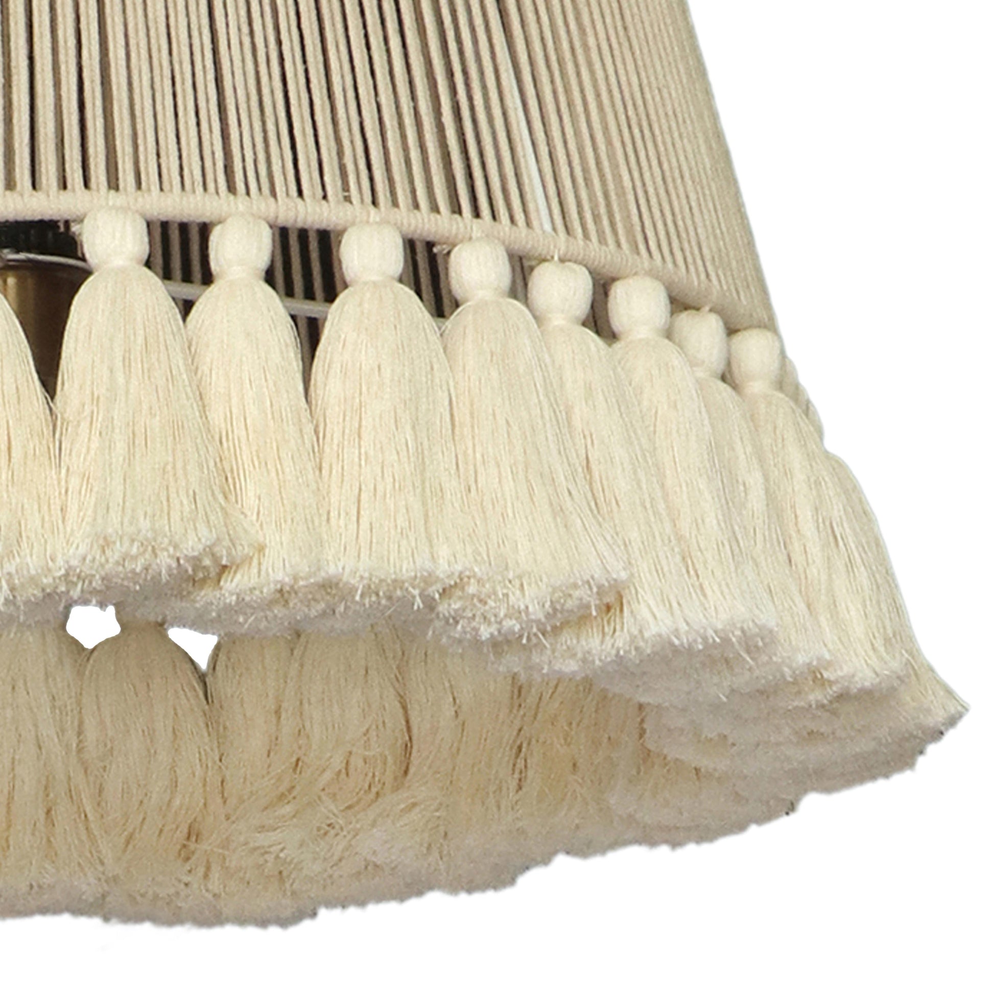 Helen White Cotton Tasseled Pendant Lamp by TOV G18455