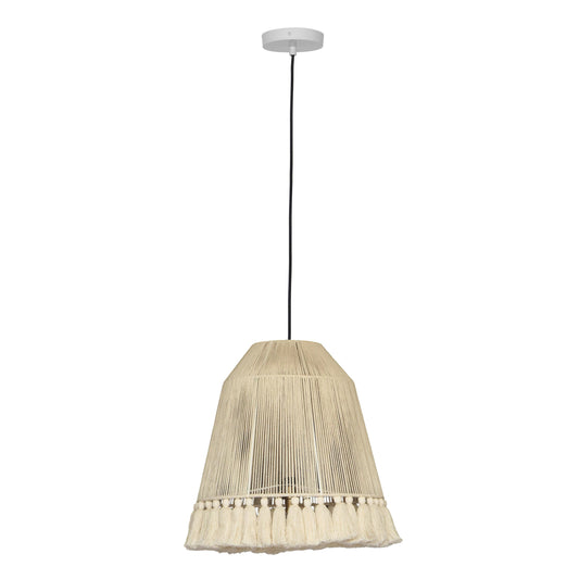 Helen White Cotton Tasseled Pendant Lamp by TOV G18455