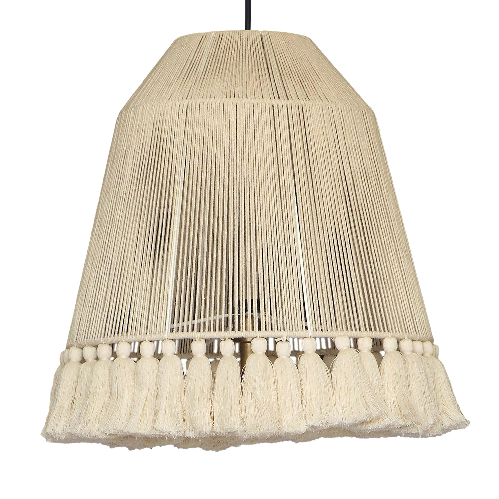 Helen White Cotton Tasseled Pendant Lamp by TOV G18455