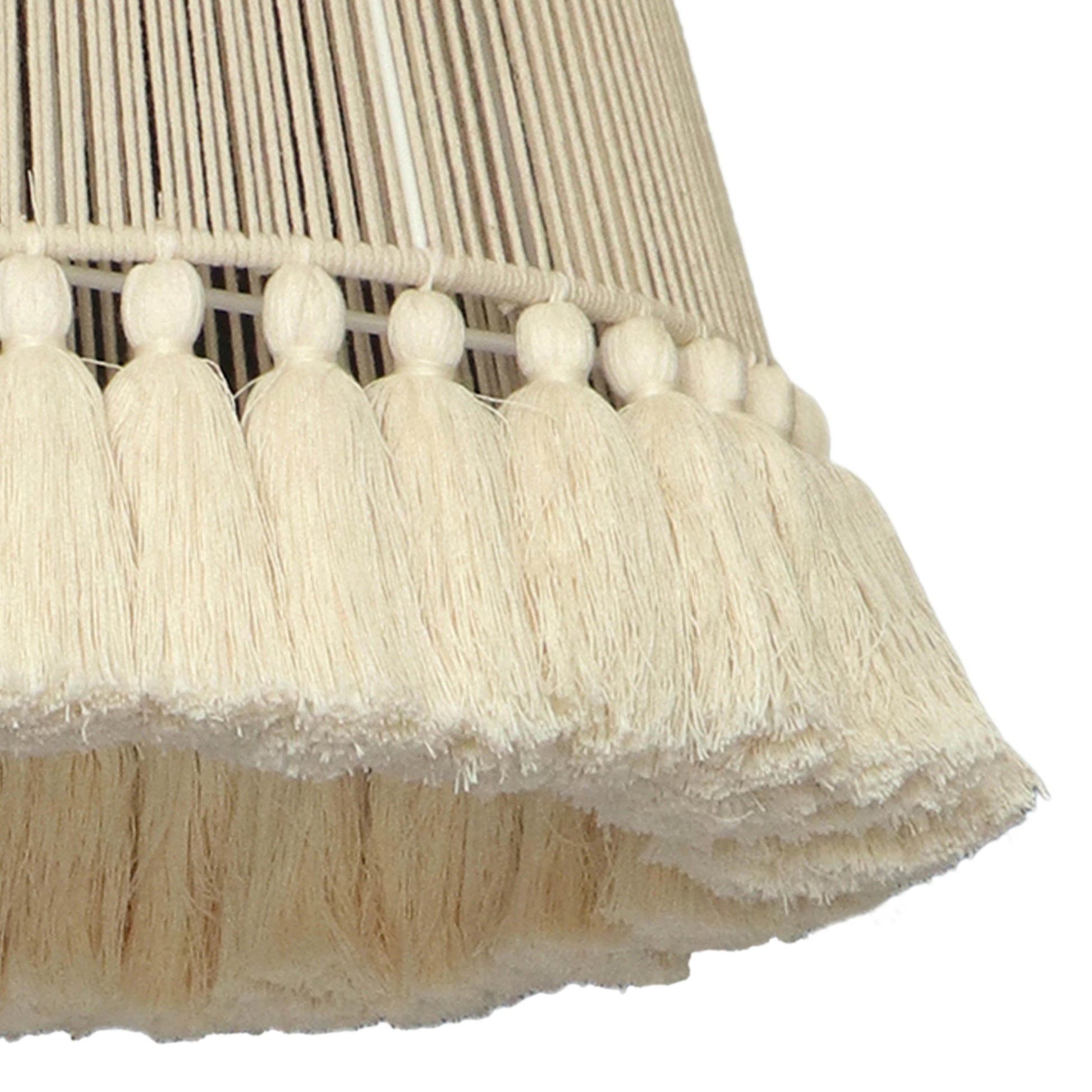 Helen White Cotton Tasseled Pendant Lamp by TOV G18455