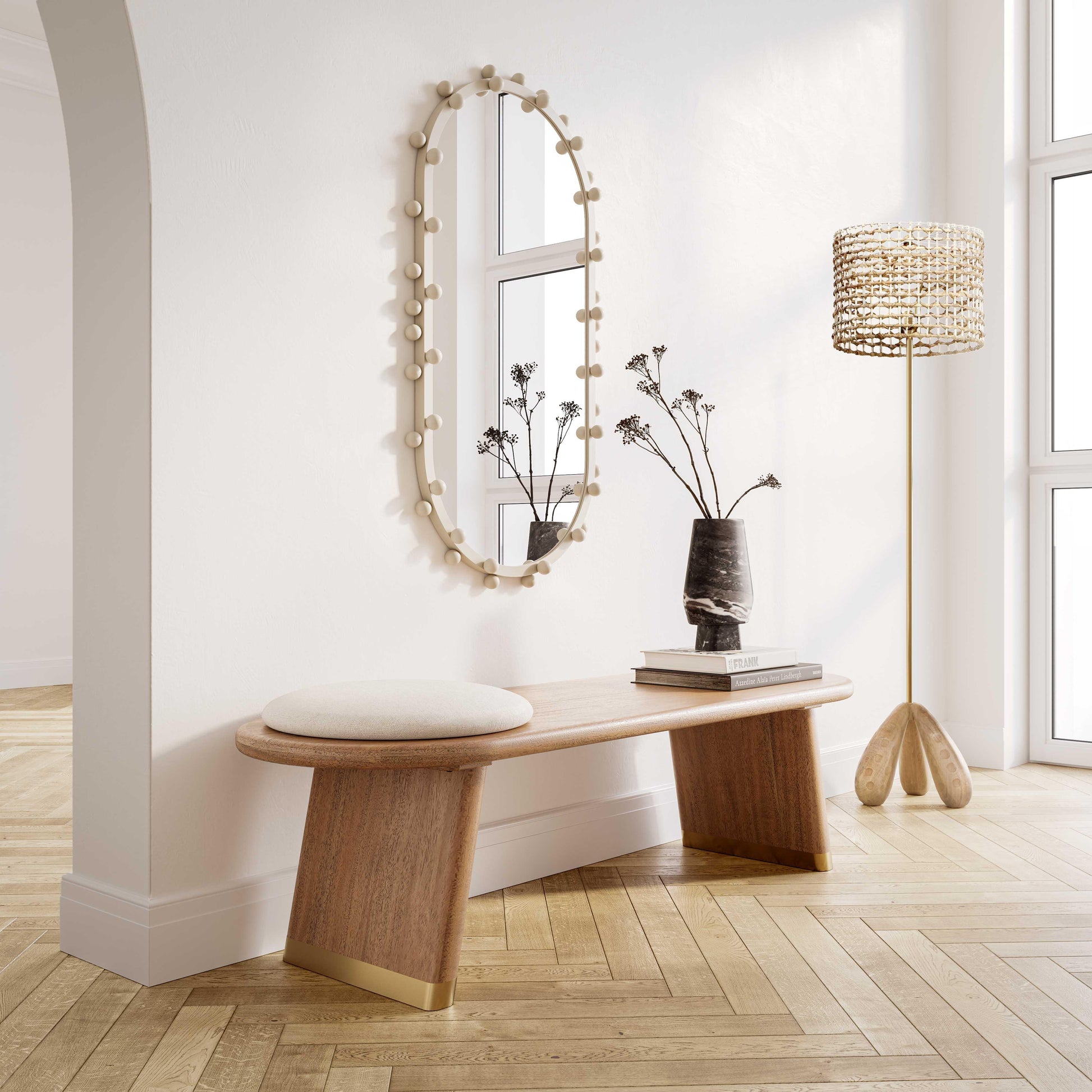 Alondra Wooden Floor Lamp Antique Gold, Natural - ON FINAL SALE by Tov Furniture