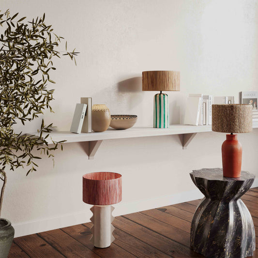 Ravello Green Striped Papier Mache Table Lamp by TOV Furniture – photo 2 of 6