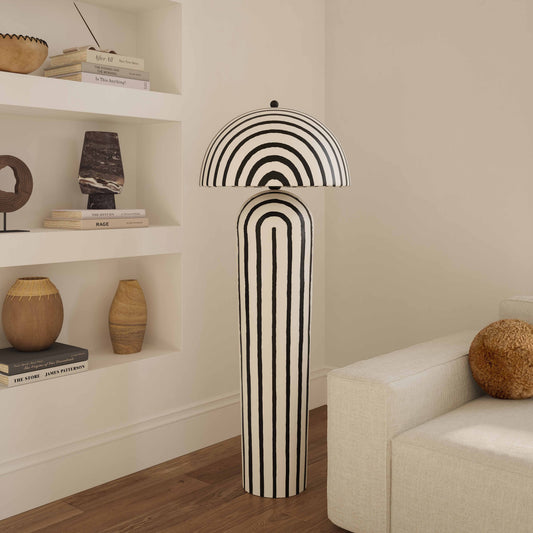 Maiori Black Striped Papier Mache Floor Lamp by TOV Furniture – photo 2 of 5