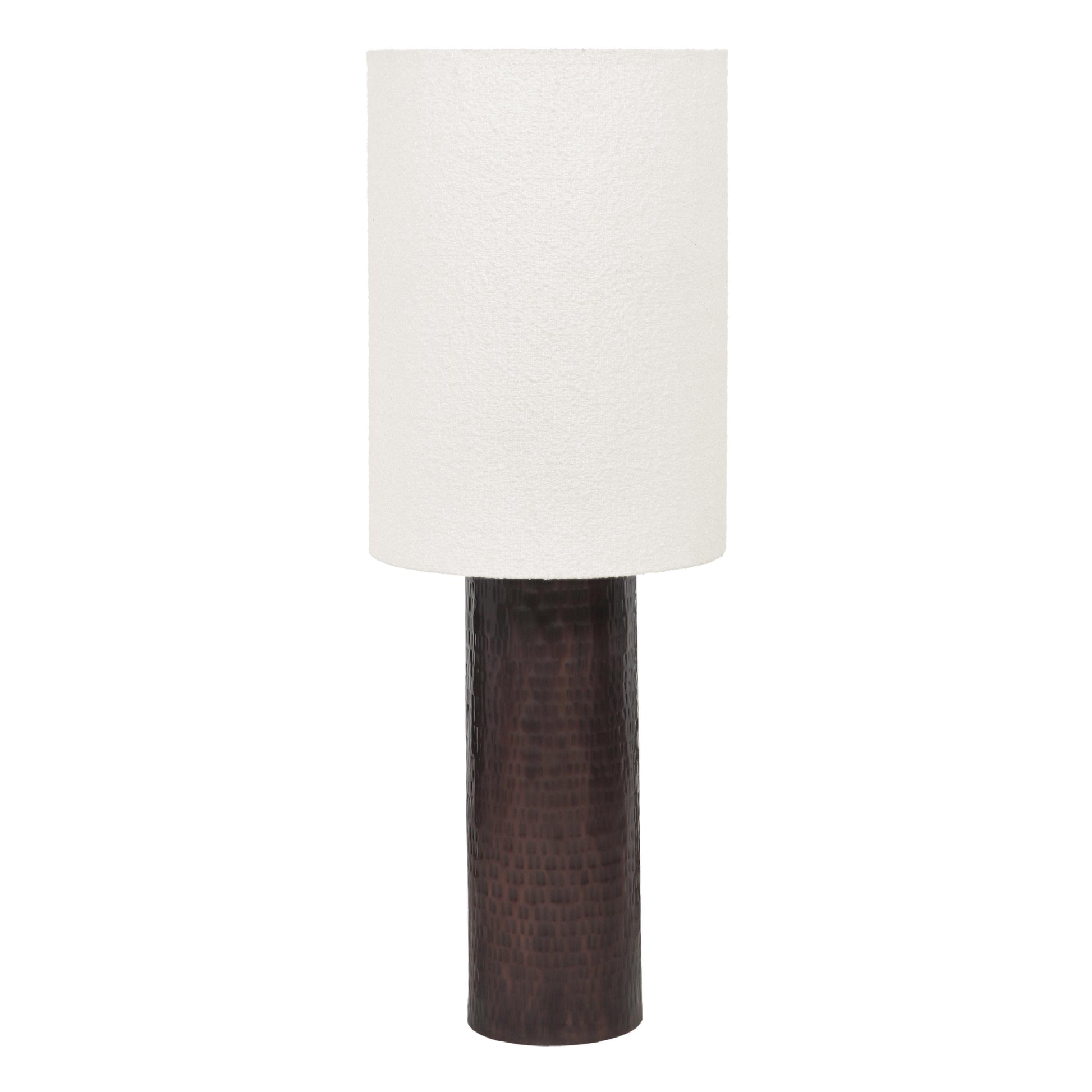 Grava Boucle &amp; Hammered Bronze Metal Floor Lamp Black, White by Tov Furniture