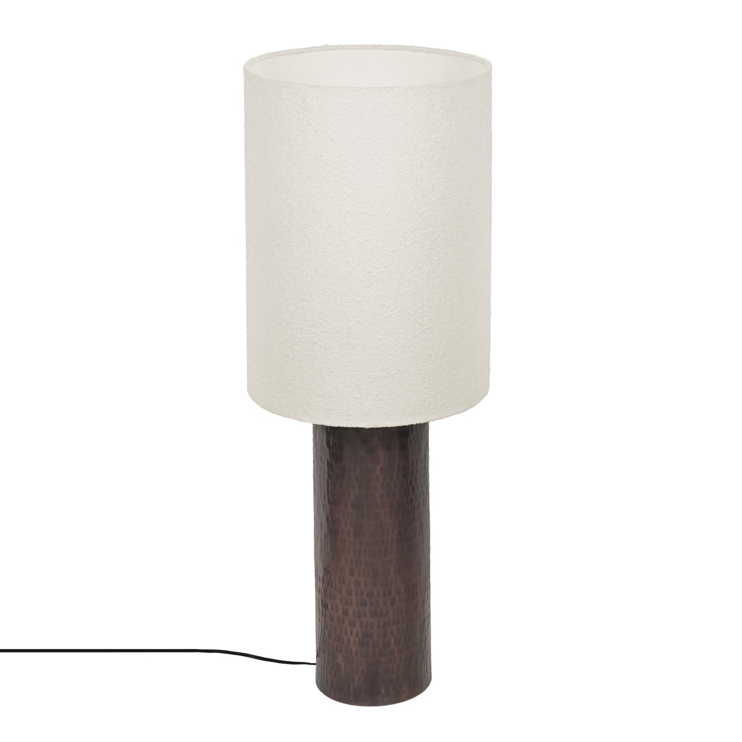 Grava Boucle &amp; Hammered Bronze Metal Floor Lamp Black, White by Tov Furniture